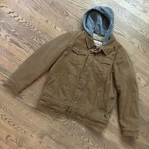 Levi Strauss &Co Original Riveted Quality Clothing Sherpa lined Coat with hood L